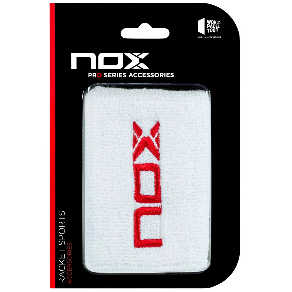Muñequeras deportivas Nox Blanco Rojo – Protección cómoda para la muñeca en pádel - imagen 1