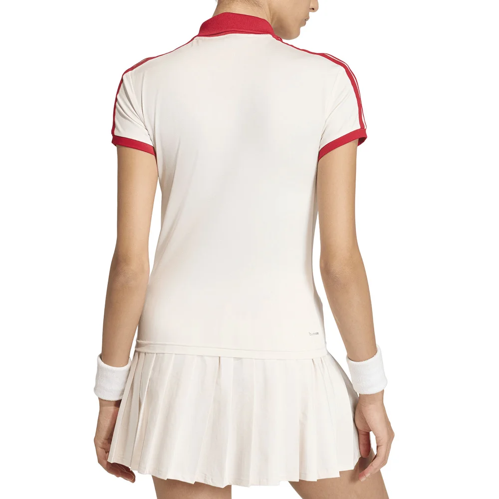 Polo Heritage de mujer de Adidas Chalk Tiza – camiseta de tenis vintage Climacool - imagen 2