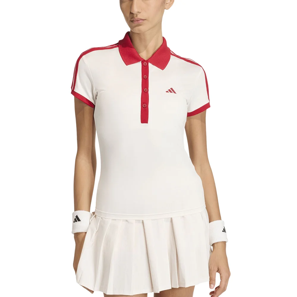 Polo Heritage de mujer de Adidas Chalk Tiza – camiseta de tenis vintage Climacool - imagen 1