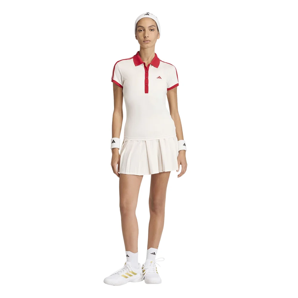 Polo Heritage de mujer de Adidas Chalk Tiza – camiseta de tenis vintage Climacool - imagen 4