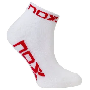 Nox Calcetines de tobillo Blanco Rojo Logo Mujeres
