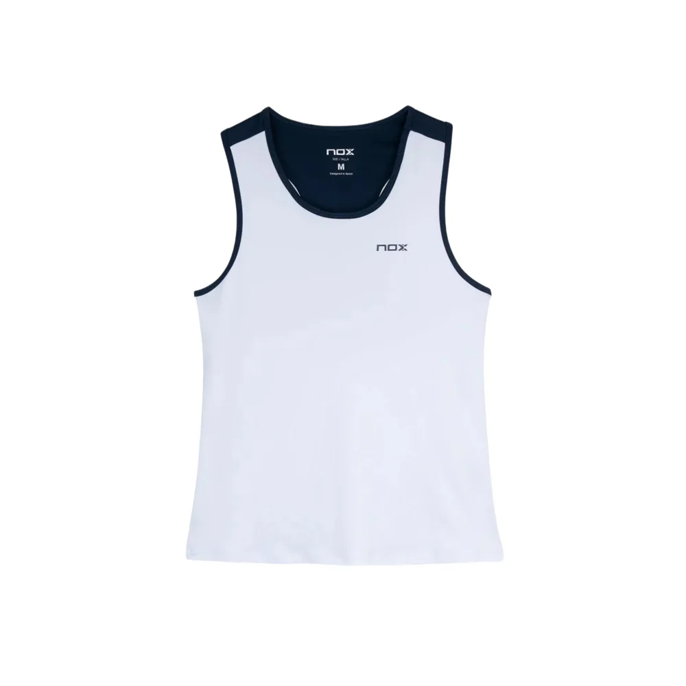 Nox Team mujer Tank Top en blanco azul marino - Camiseta profesional de competición de pádel - imagen 1