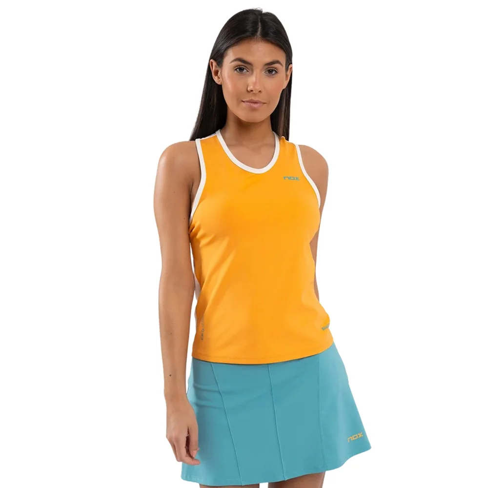 Nox Pro Mujer Tank Top Naranja Desvaído – camiseta de tirantes deportiva con libertad de movimiento - imagen 6