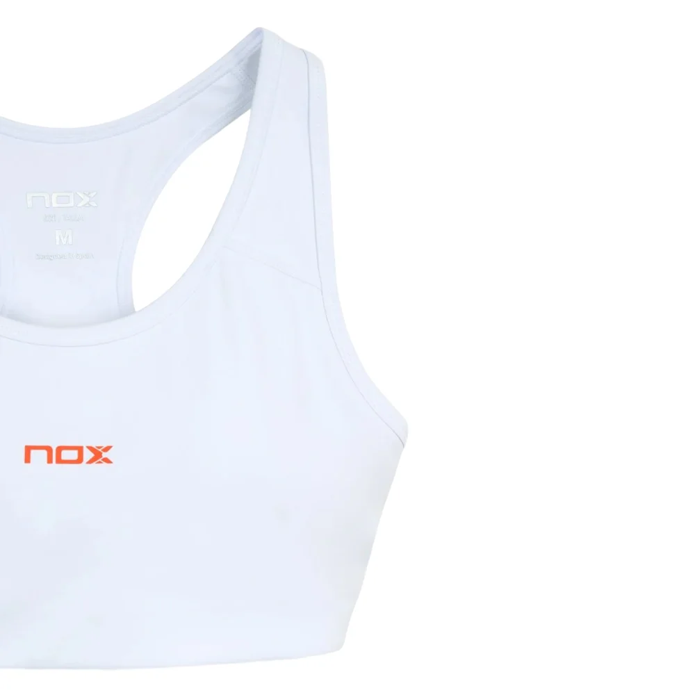 Nox Team sujetador deportivo blanco para mujer - top deportivo de pádel y tenis de alto soporte - imagen 3