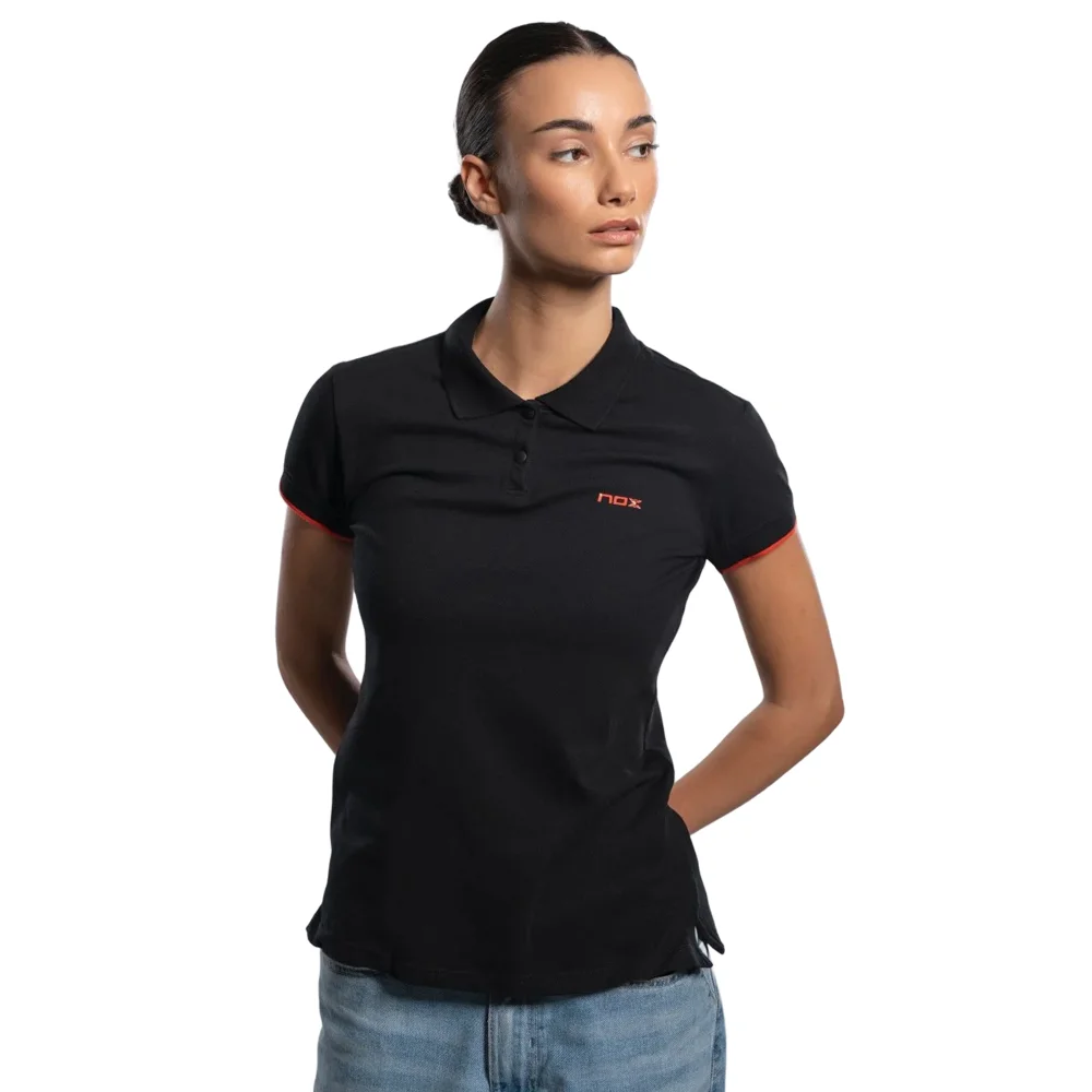 Polo negro para mujer Nox CORP — Serie lifestyle premium de algodón elástico - imagen 5