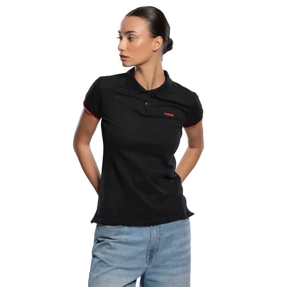 Polo negro para mujer Nox CORP — Serie lifestyle premium de algodón elástico - imagen 8
