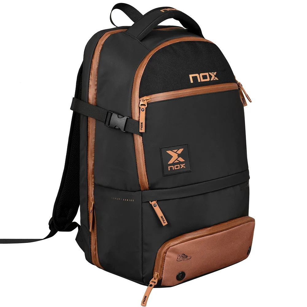 Nox Mochila Luxury Open Series Negro Marrón — mochila premium de Agustín Tapia con organización eficiente - imagen 2