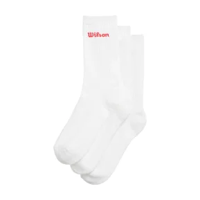 Wilson Calcetín Crew Logo 3 Pack Blanco Brillante