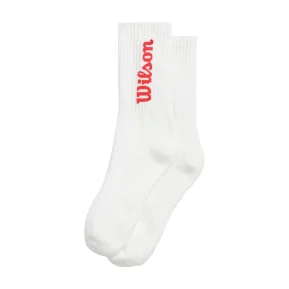 Wilson Calcetín Crew Logo Blanco Rojo