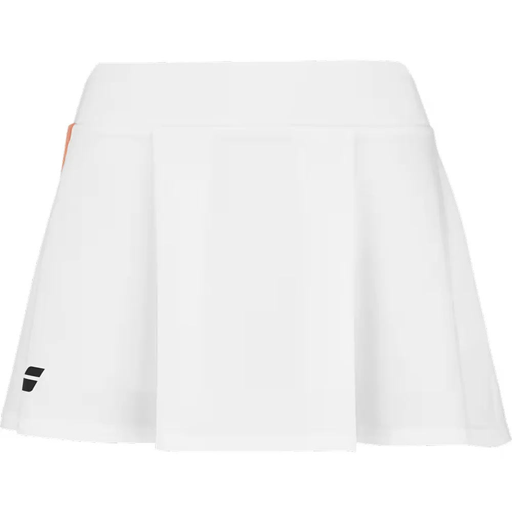 Babolat Play mujer Falda Blanco Naranja Talla M – Falda de tenis y pádel con corte en A - imagen 1